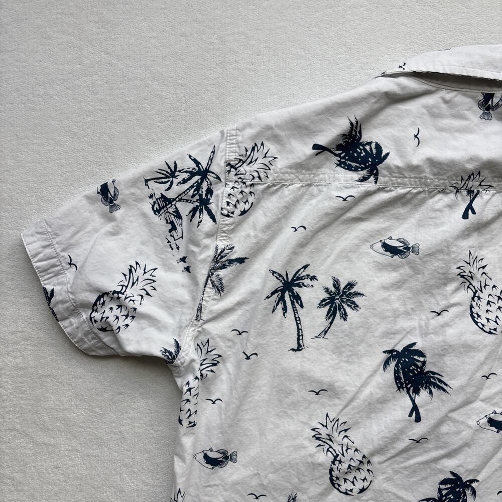 Burnside‎ Men Hawaiian Shirt Medium Short Sleeve Palm Tree Pineaple Fish - Picture 13 of 14